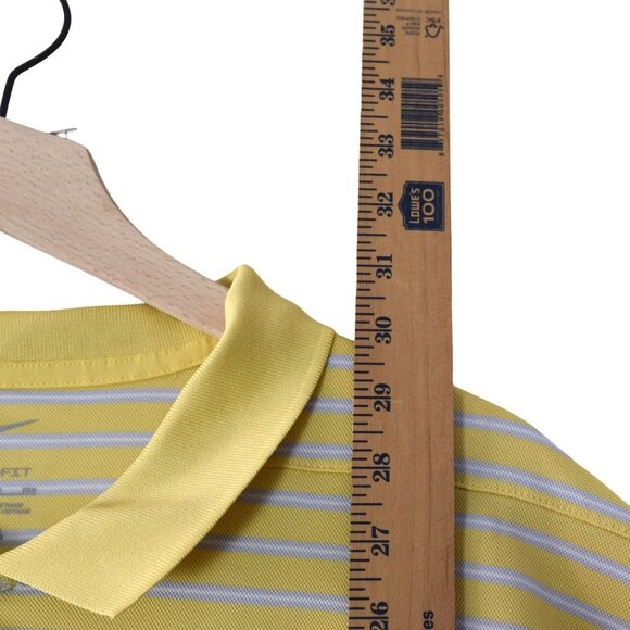 Nike Dri-Fit Yellow Stripe Polo Shirt Athletic Golfcore Tennis Preppy Y2K Sports - Picture 3 of 6